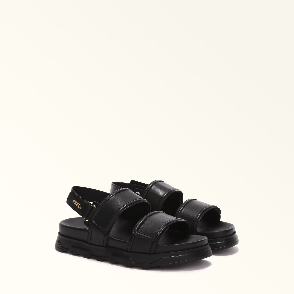 Black Furla Sporty Chic Sandal T.35, shoes natural leather