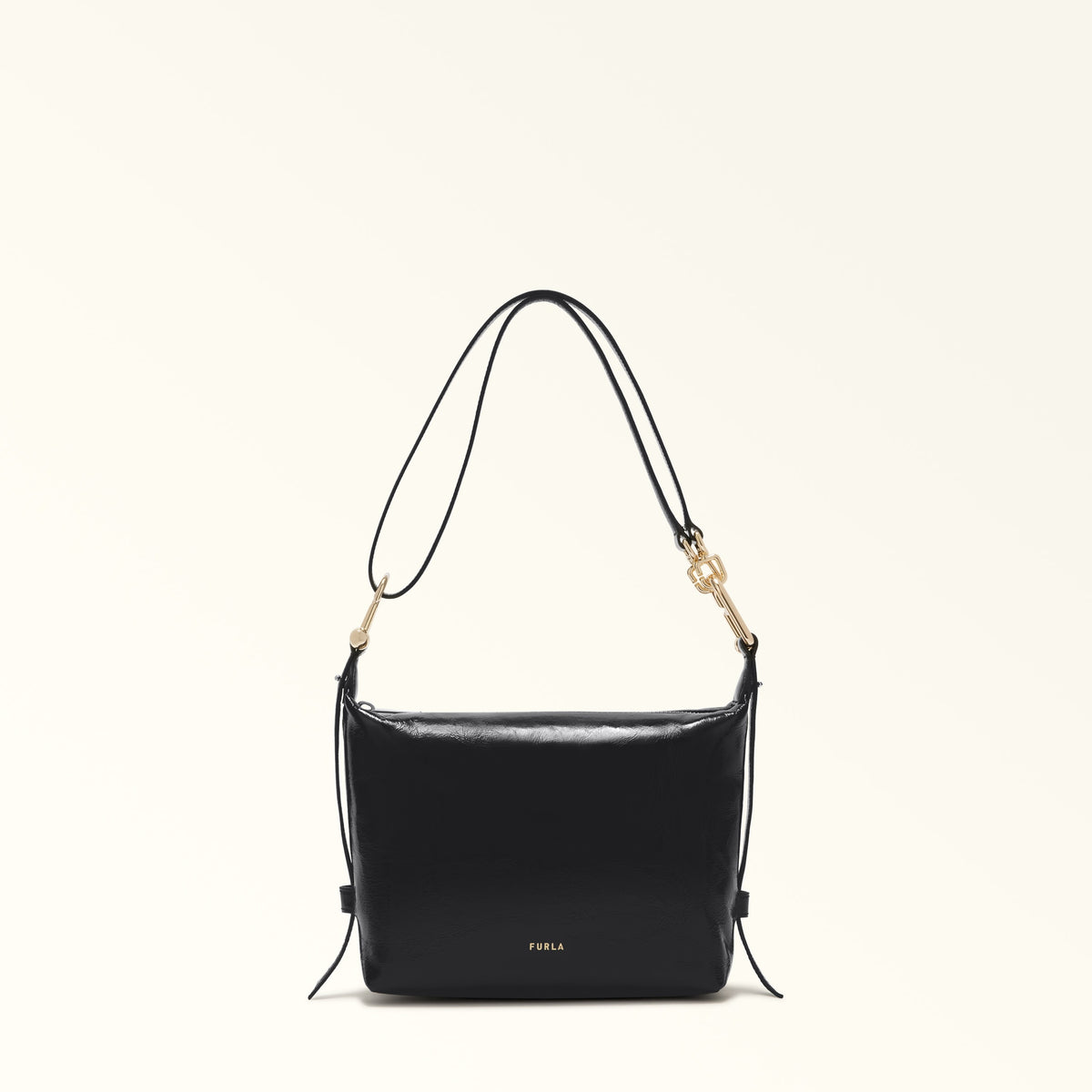 Black Furla Tonie Mini Hobo Aw 25, natural leather