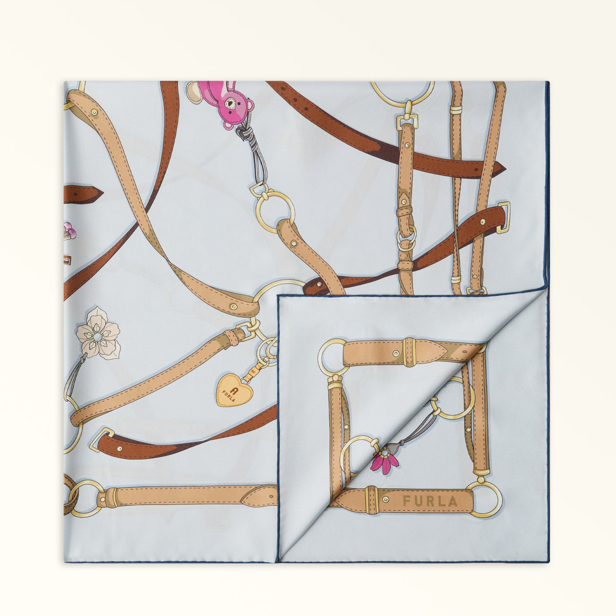 Grey Furla Tortona Carre' 90x90, scarf silk – view 3
