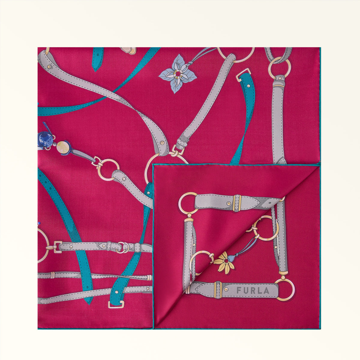 Red Furla Tortona Carre' 90x90, scarf silk – view 3