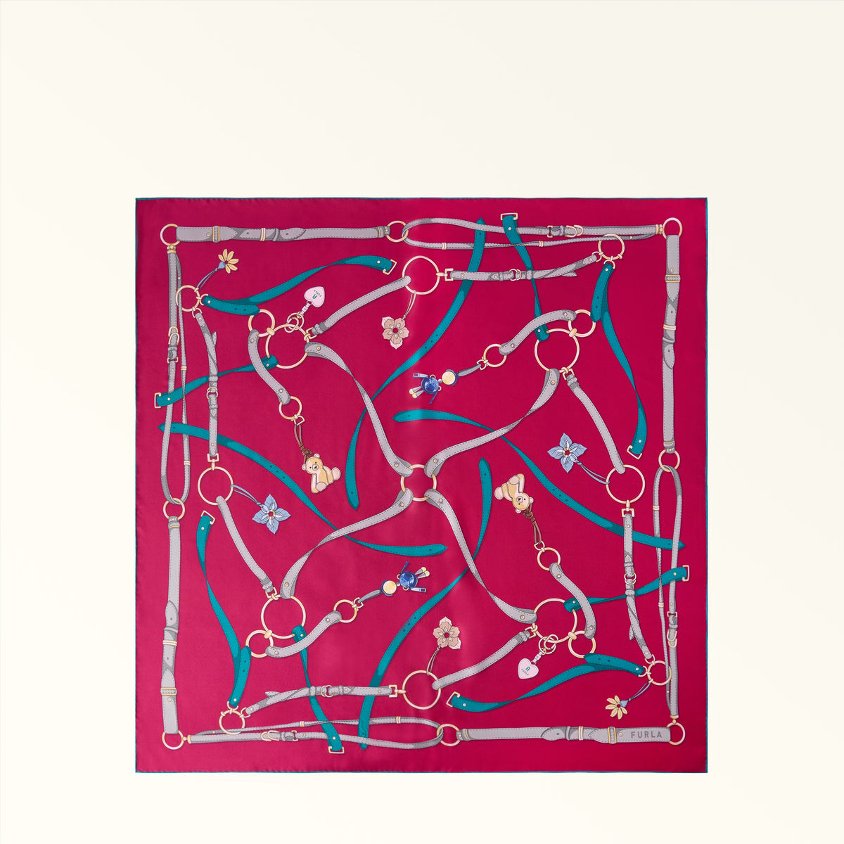 Red Furla Tortona Carre' 90x90, scarf silk – view 4