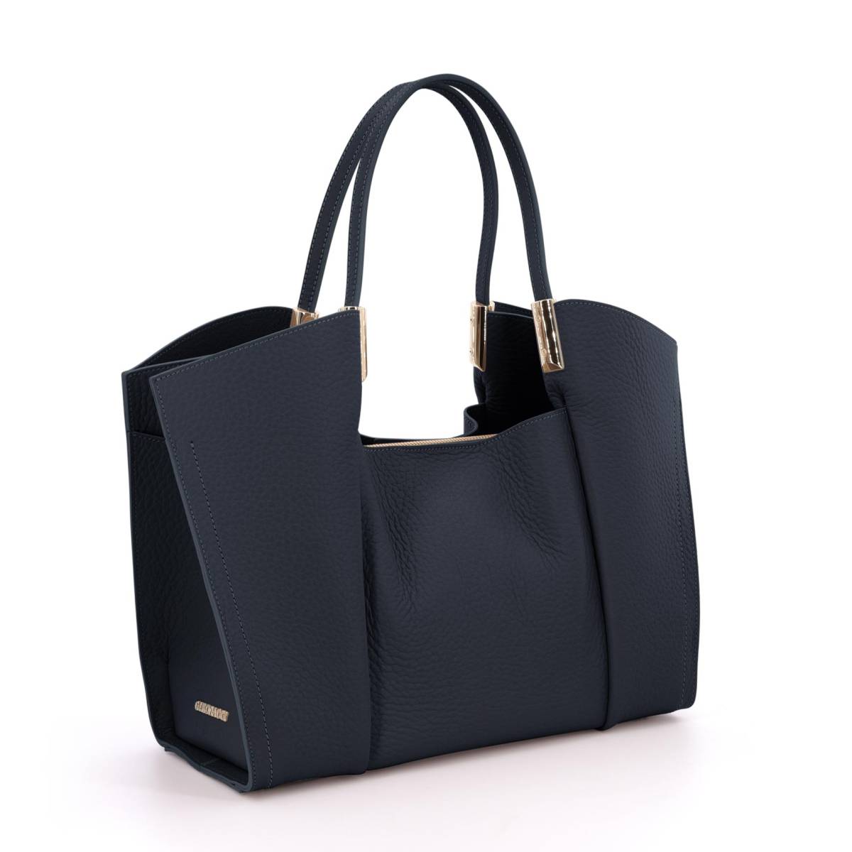 Navy Gironacci L Tote 2511, natural leather