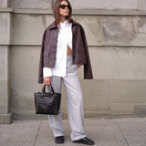 Taupe Furla Divide It Tote S, natural leather