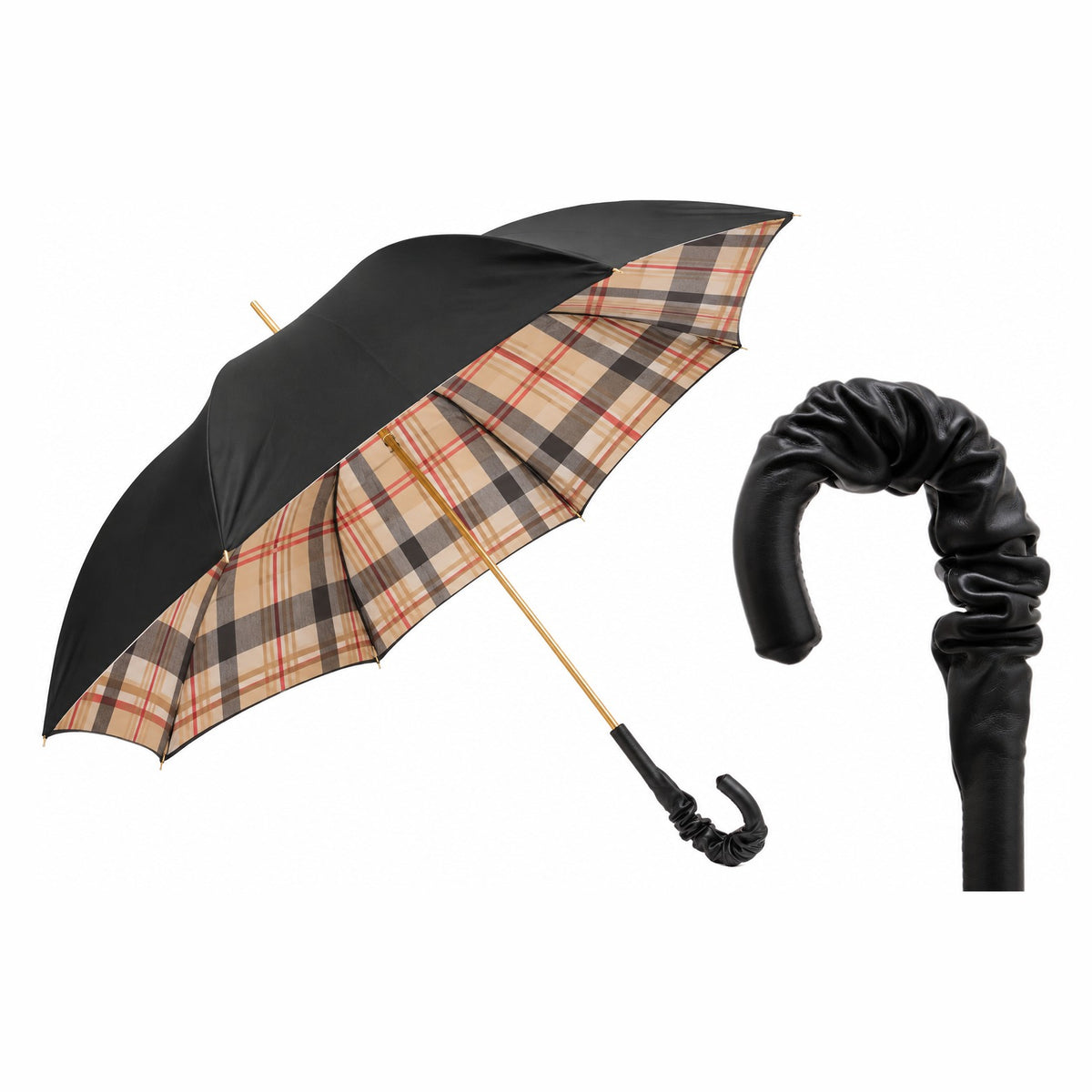 p-tartan-lined-black-umbrella-with-leather-handle-double-cloth