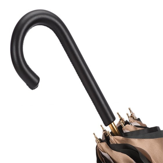 Beige Pasotti Ivory Umbrella With Striped Interior, Double Cloth – view 5