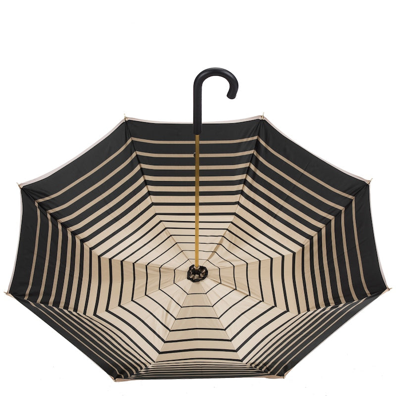 Beige Pasotti Ivory Umbrella With Striped Interior, Double Cloth – view 7
