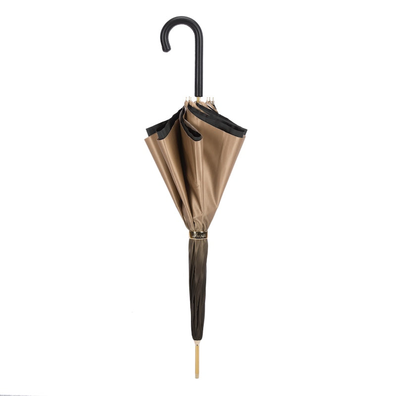 Beige Pasotti Ivory Umbrella With Striped Interior, Double Cloth – view 8