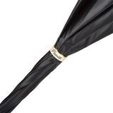 Black Pasotti P - Tartan-Lined Black Umbrella with Leather Handle, Double Cloth – view 3