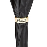 Black Pasotti P - Tartan-Lined Black Umbrella with Leather Handle, Double Cloth – view 4