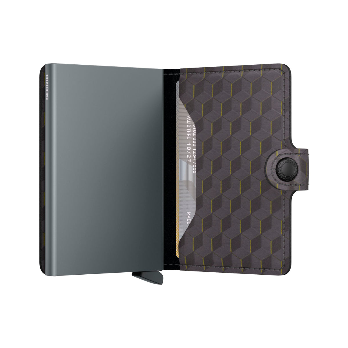 Grey Secrid Miniwallet Optical Grey Yellow, natural leather – view 3