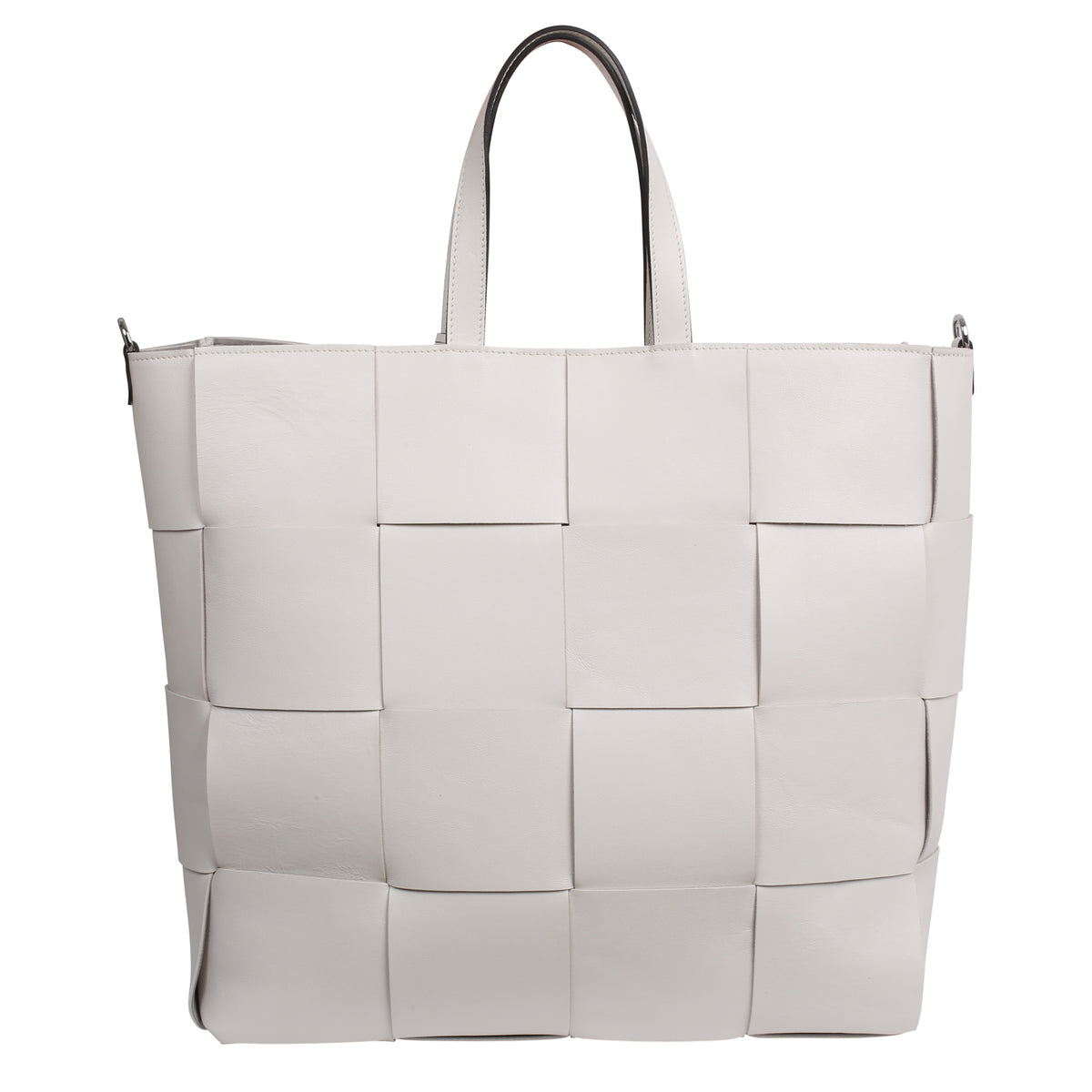 White Abro Chessboard Shopper, tote natural leather – view 6