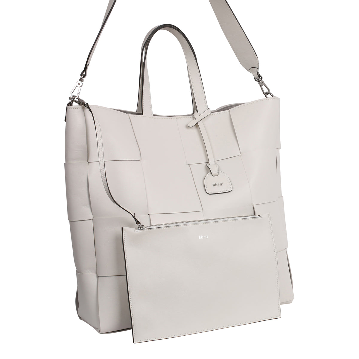 White Abro Chessboard Shopper, tote natural leather – view 8