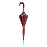 Pasotti Burgundy Paisley Double-Cloth Umbrella with Ruched Leather Handle
