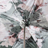Brown Floral Double Cloth Umbrella with Glossy Black Handle| Made in Italy