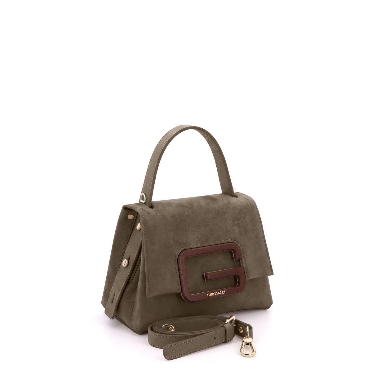 Gironacci Italian Leather Handbag – Nubuck & Calfskin – Dark Brown | Made in Italy