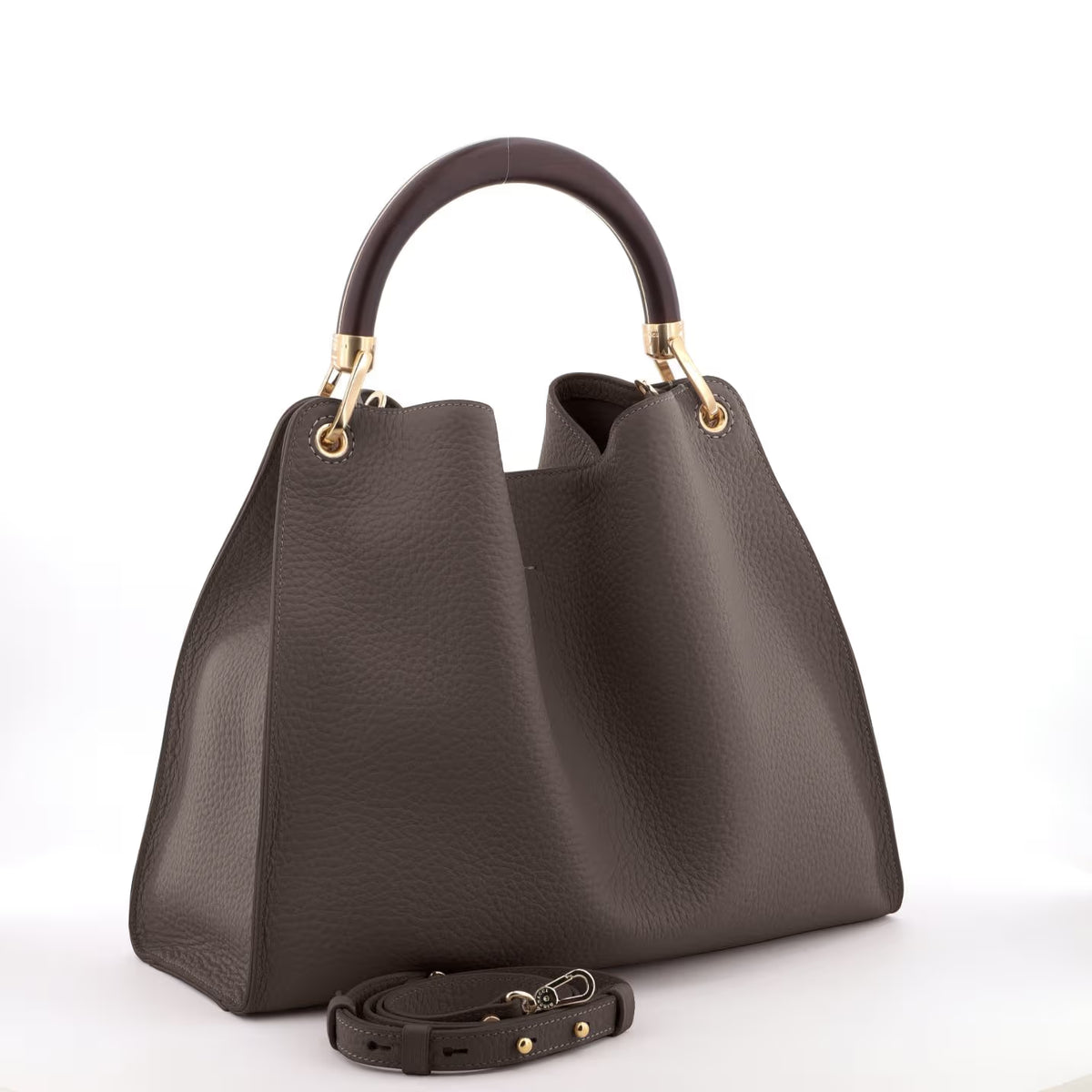 Gironacci 3461 Velvet Italian Leather Handbag Pebbled Calfskin| Made in Italy