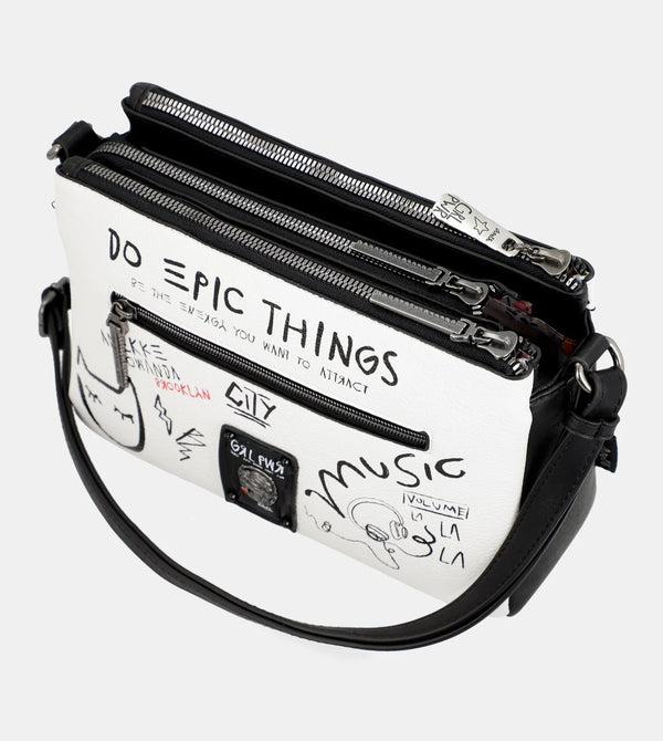 Energy 3 compartments white crossbody bag