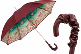 Luxury Burgundy & Paisley Double-Cloth Umbrella| Made in Italy