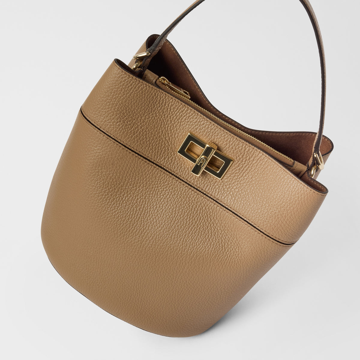 Furla Amelia M Bucket Bag – Taupe Brown