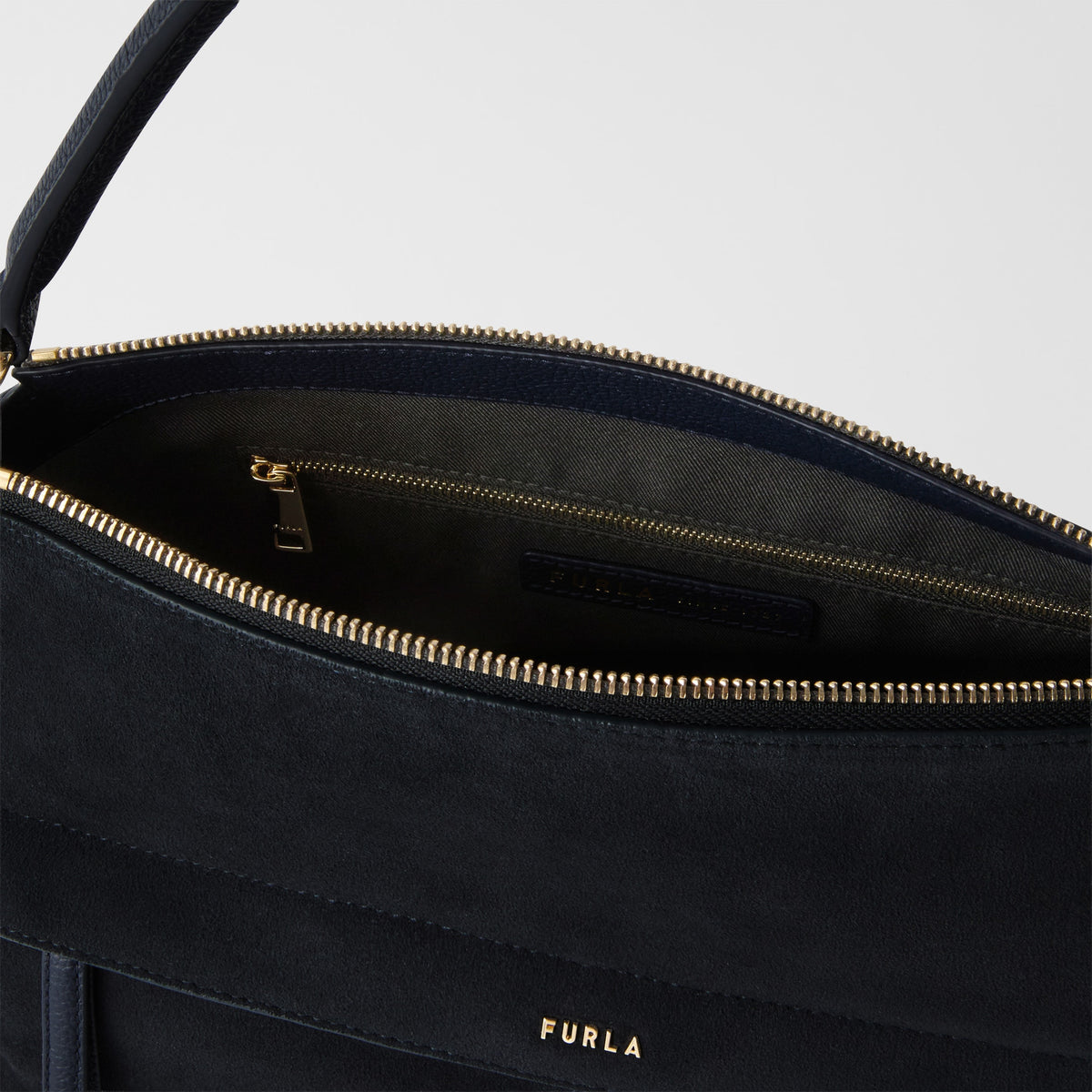 Furla Isadora M Top Handle Bag – Blue Suede