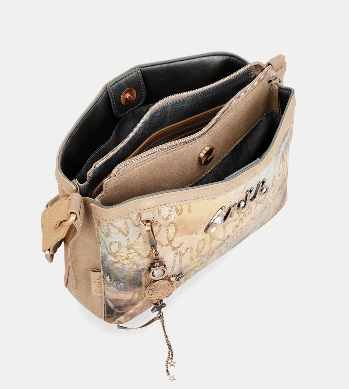 Beige Anekke Stars Medium Crossbody Bag, polyester – view 6
