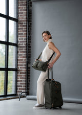 Grey Bric's X-Travel Expandable Cabin Trolley Olive, softside luggage nylon/leather