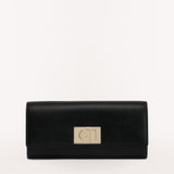 Black Furla 1927 Continental Wallet, natural leather