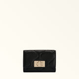 Black Furla 1927 M Compact Wallet, natural leather