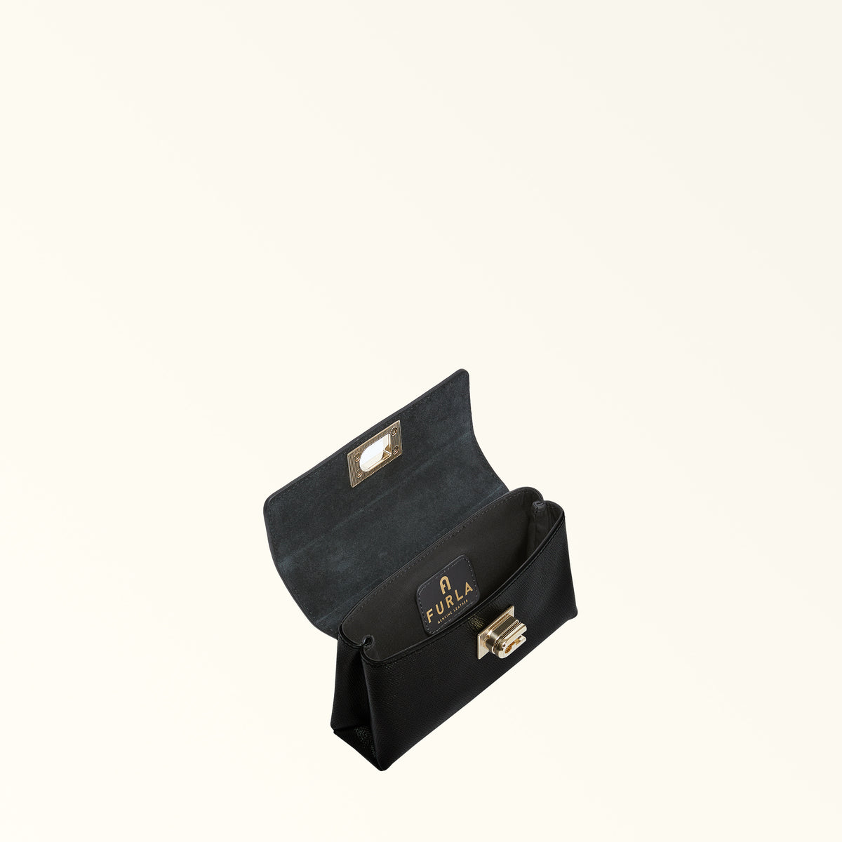 Black Furla 1927 Mini Crossbody Top Handle, natural leather – view 5