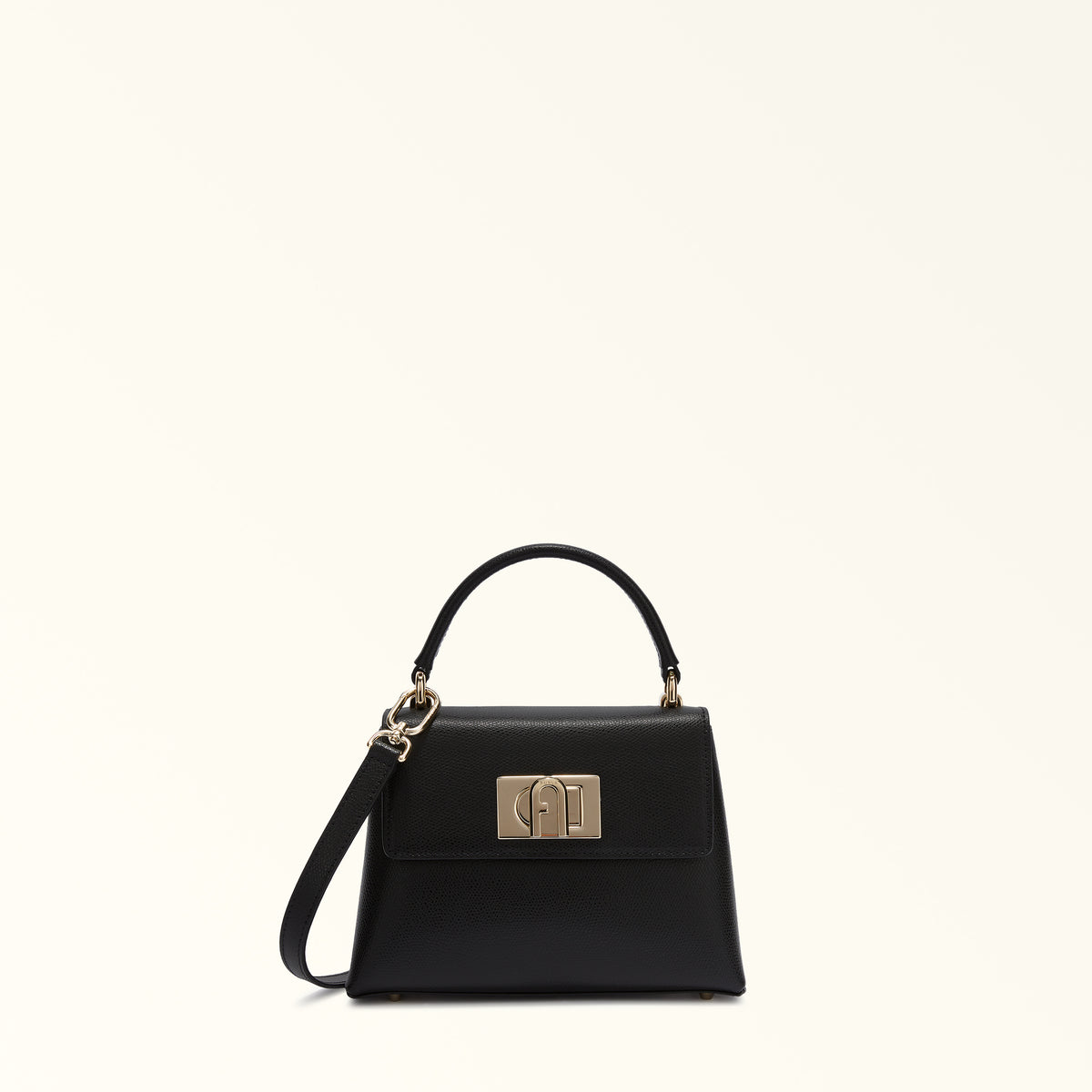 Black Furla 1927 Mini Top Handle, handbag natural leather