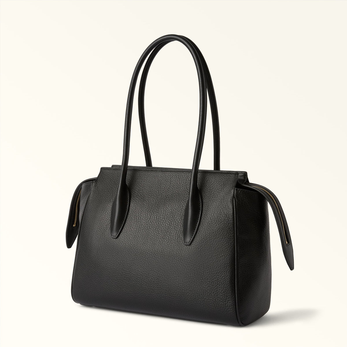 Black Furla Ambra L Tote, natural leather – view 3