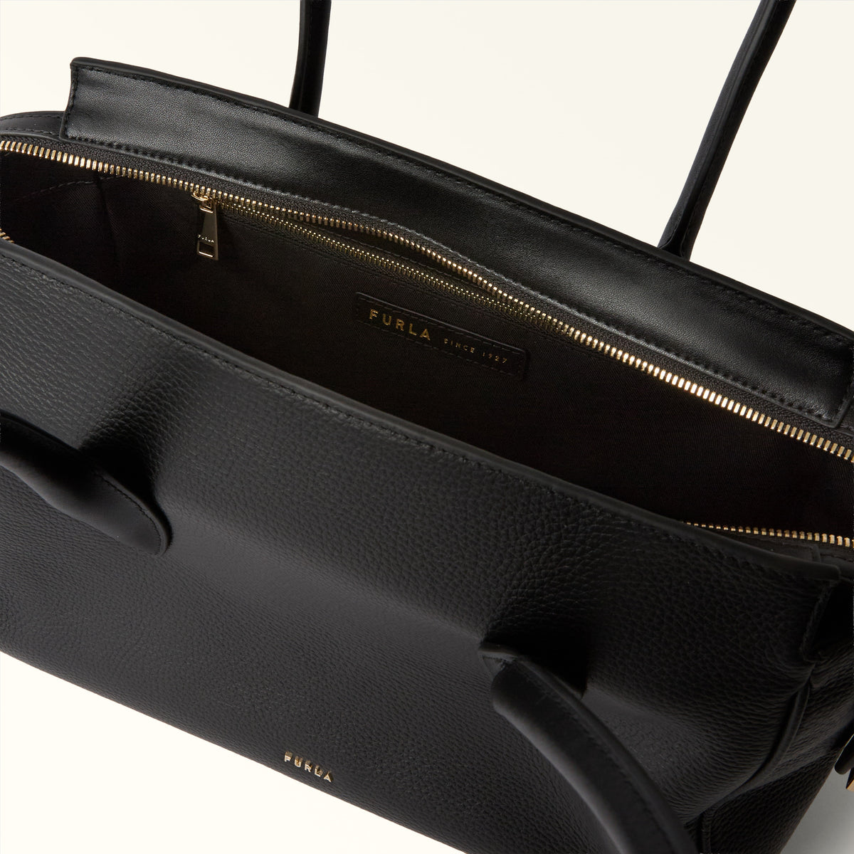 Black Furla Ambra L Tote, natural leather – view 4