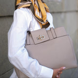 Taupe Furla Amelia L Tote, shopper natural leather