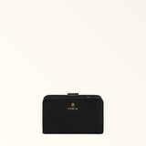 Black Furla Babylon M Compact Wallet, natural leather