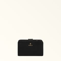 Black Furla Babylon M Compact Wallet, natural leather