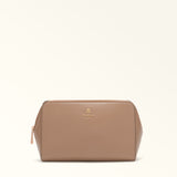 Beige Furla Camelia L Cosmetic Case, natural leather