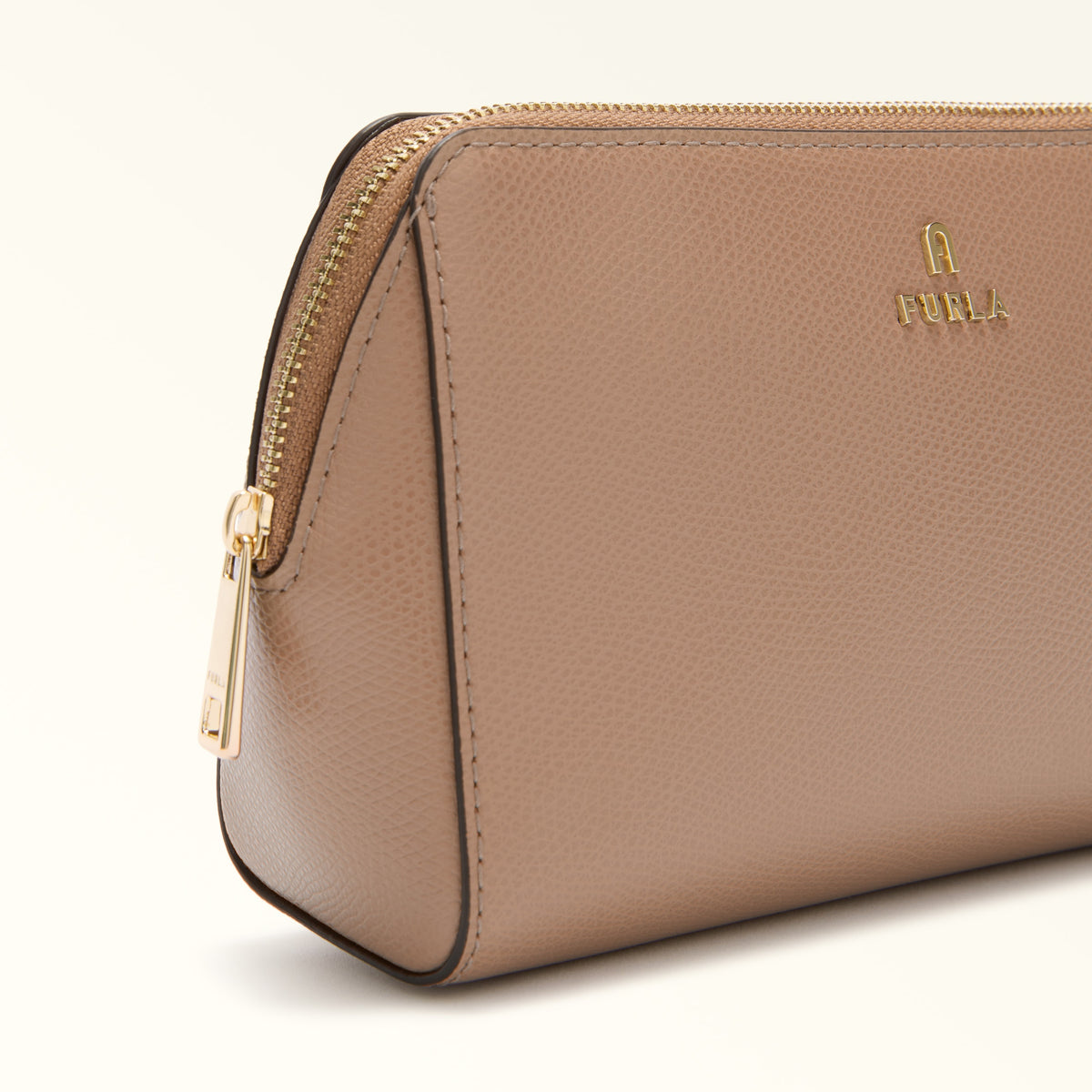 Beige Furla Camelia L Cosmetic Case, natural leather – view 2