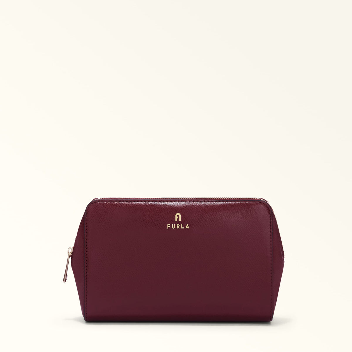 Burgundy Furla Camelia L Cosmetic Case, natural leather
