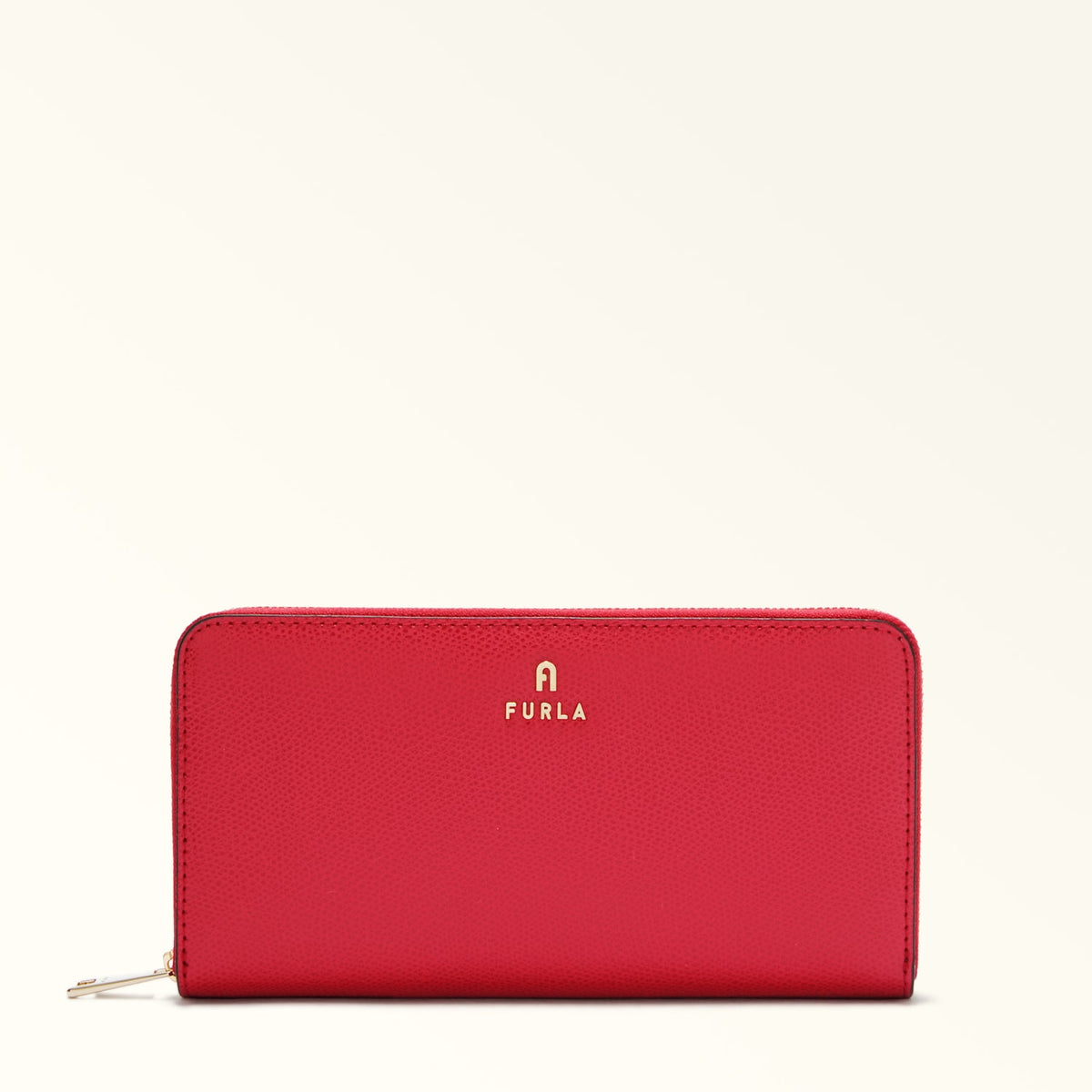 Red Furla Camelia L Zip Around Slim, wallet natural leather