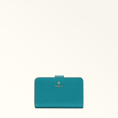 Green Furla Camelia M Compact Wallet, natural leather