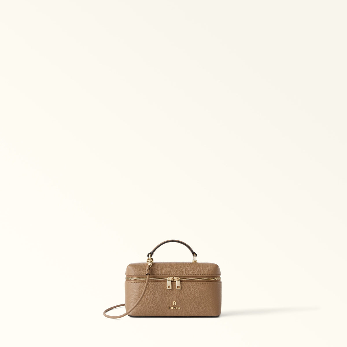 Camel FURLA CAMELIA MICRO Bag, crossbody natural leather