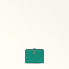 Green Furla Camelia S Compact Wallet Aw25, natural leather