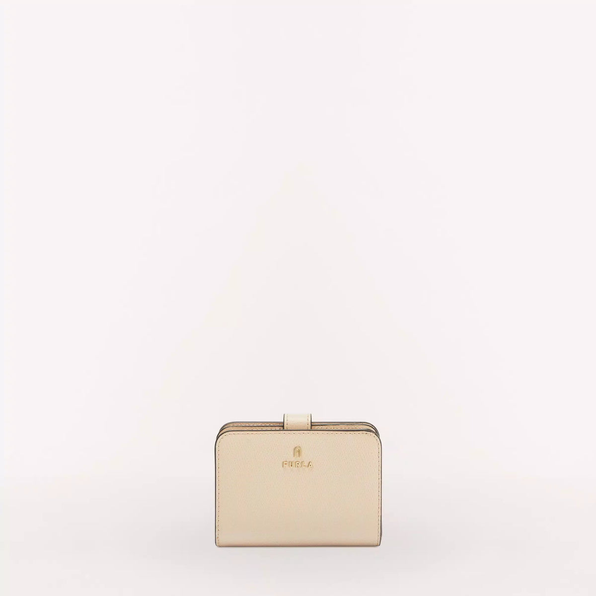 Beige Furla Camelia S Compact Wallet, natural leather