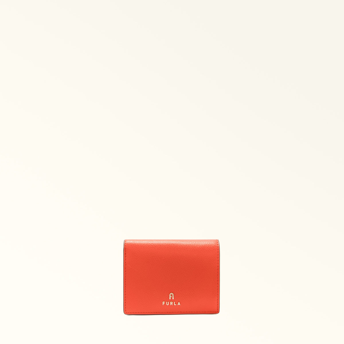 Orange Furla Camelia S Compact Wallet Bifold Coin, natural leather