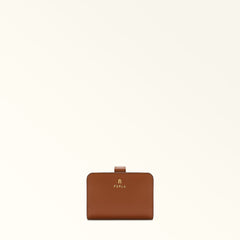 Brown Furla Camelia S Compact Wallet, natural leather