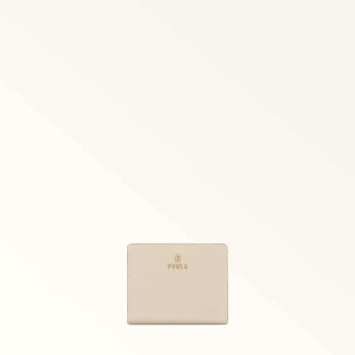 Beige Furla Camelia S Compact Wallet L Zip, natural leather