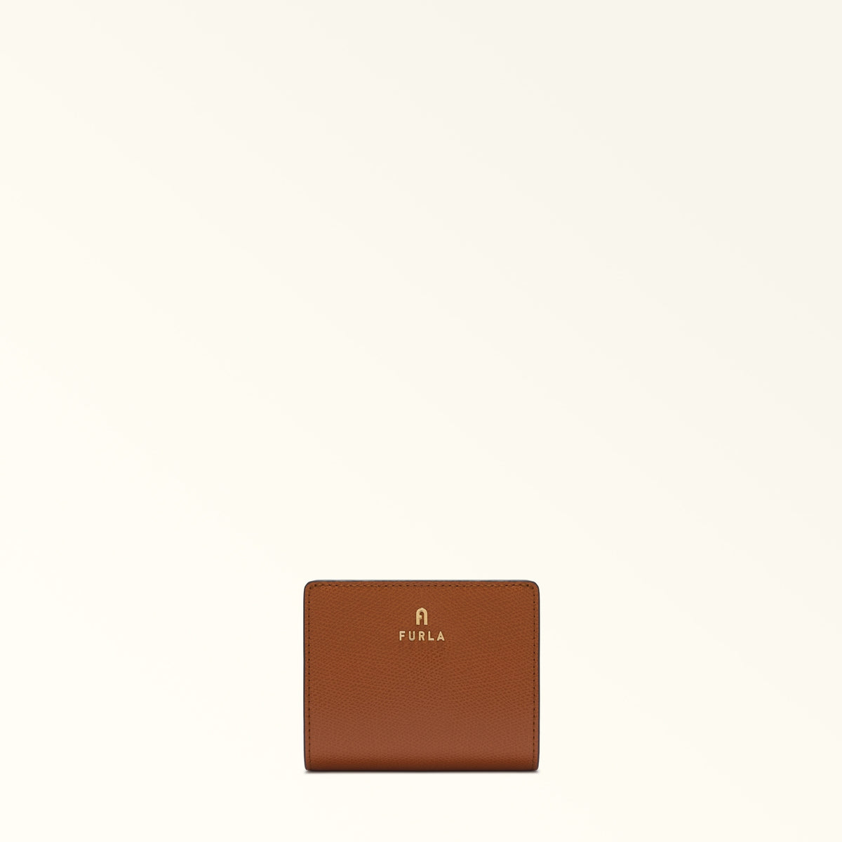 Brown Furla Camelia S Compact Wallet L Zip, natural leather