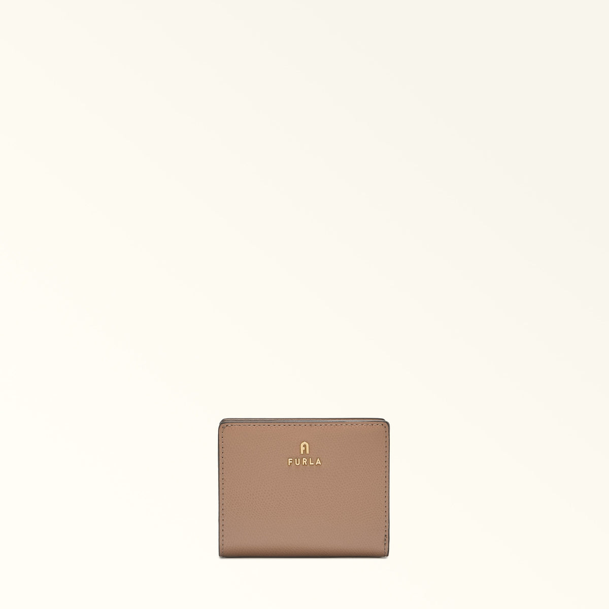 Taupe Furla Camelia S Compact Wallet L Zip, natural leather