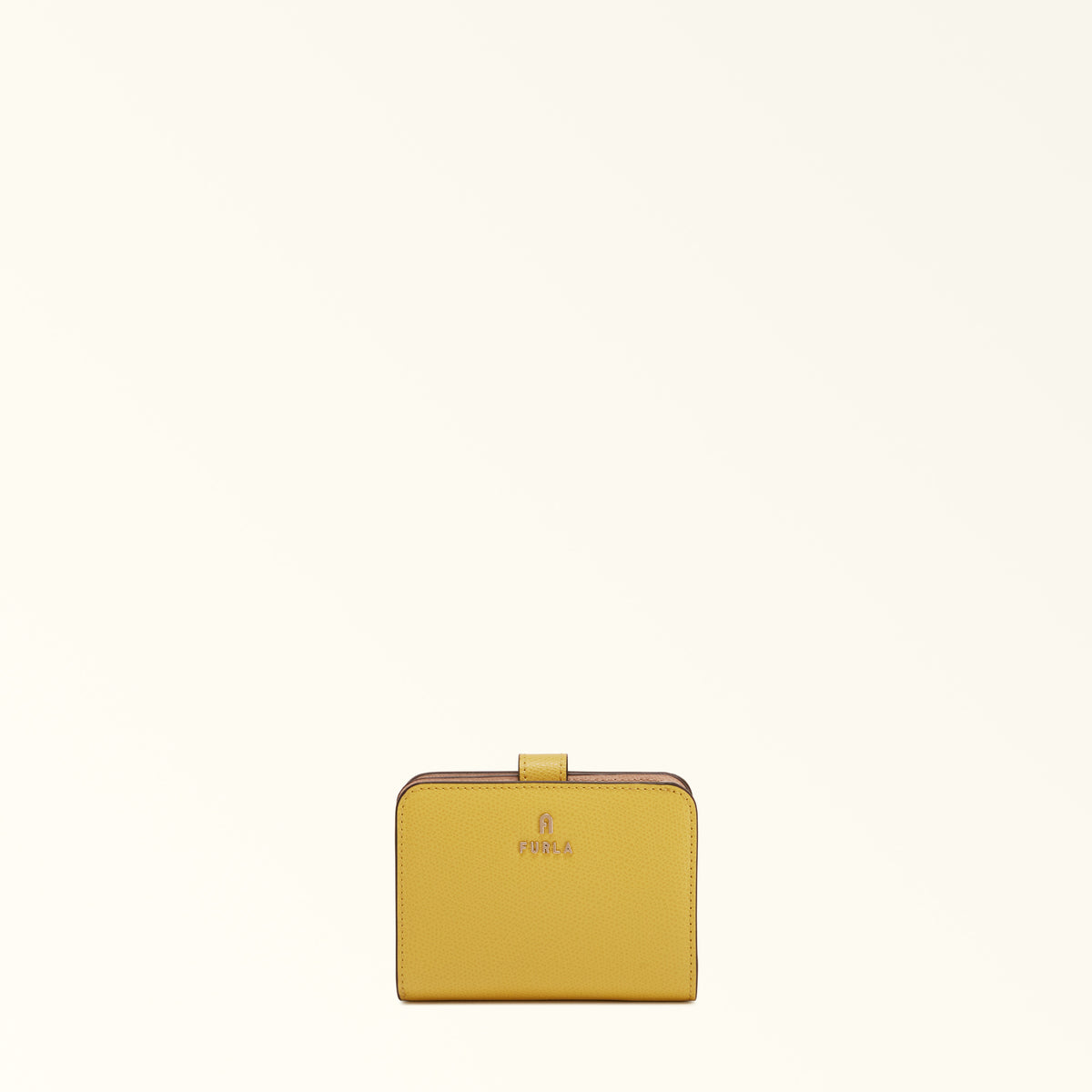 Gold Furla Camelia S Compact Wallet, natural leather