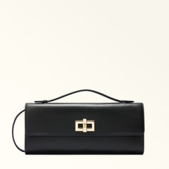 Black Furla Clara Crossbody Top Handle, natural leather